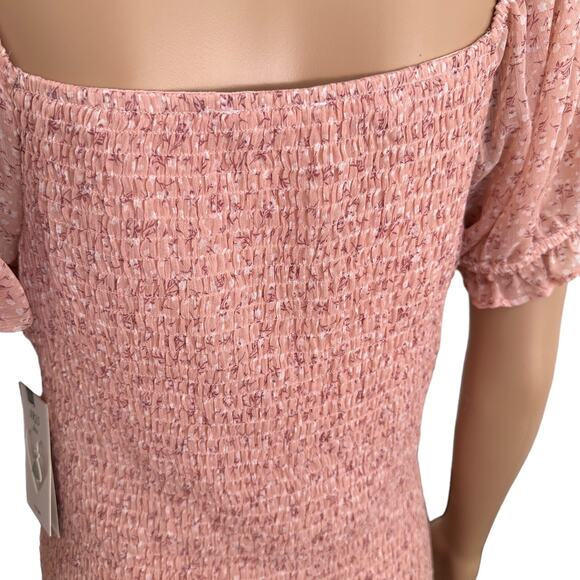 NWT IRIS Mini Dress babydoll Milkmaid coquette Smocked Pink floral y2k Large - Picture 5 of 12